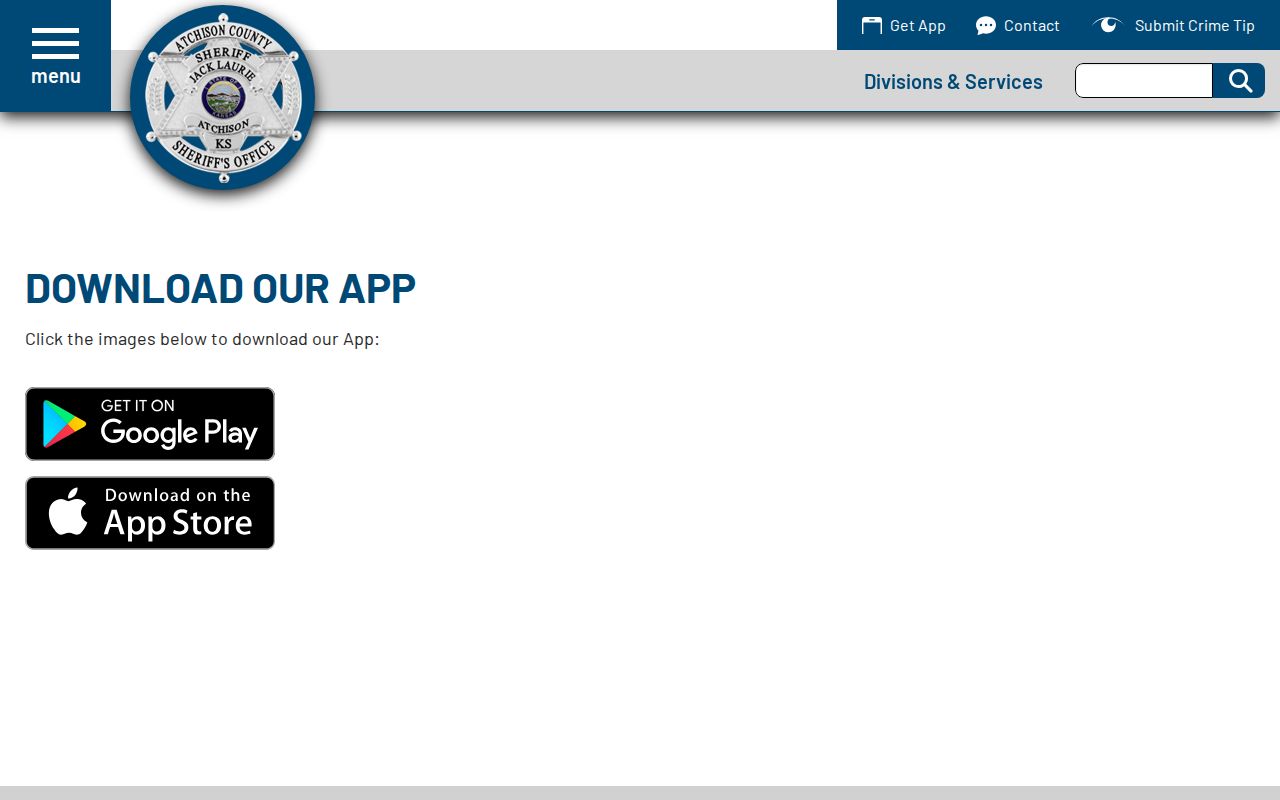 Official Atchison County Sheriff app landing page