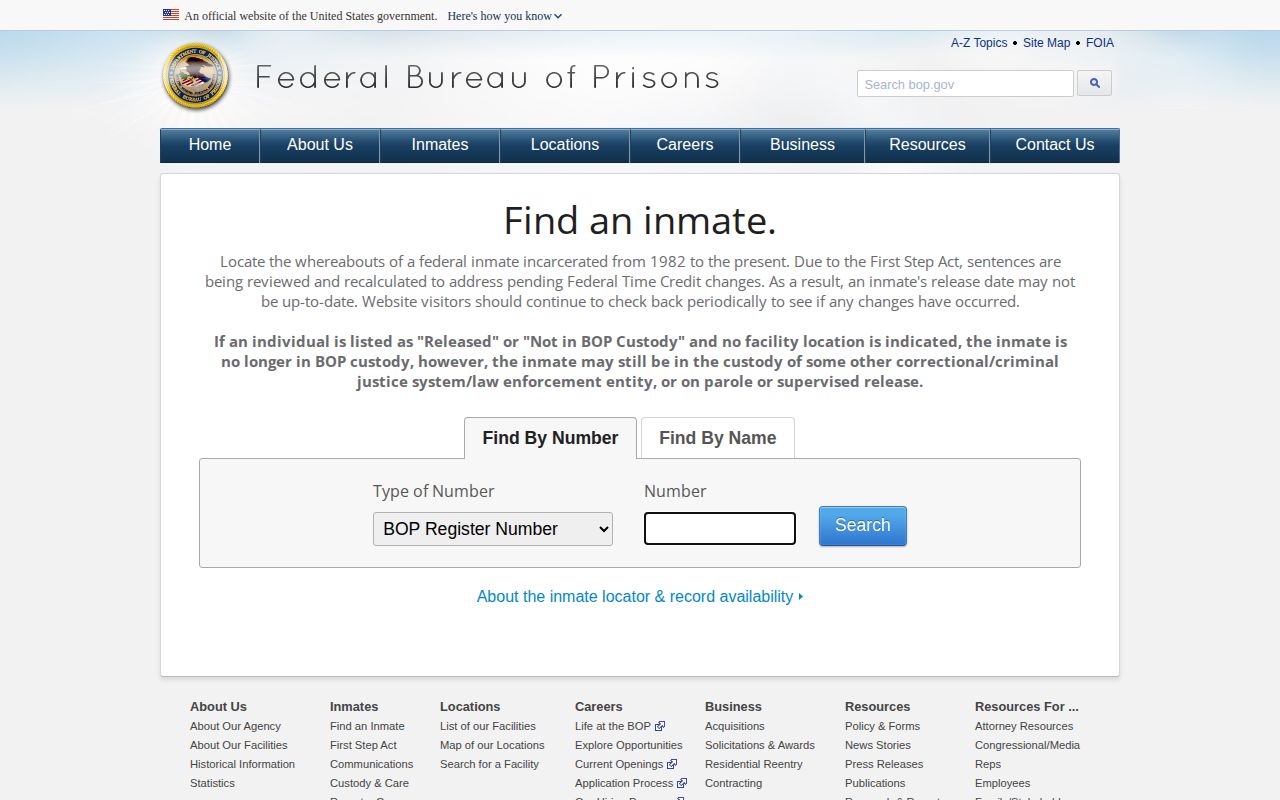 Federal BOP search for an Atchison County released inmate